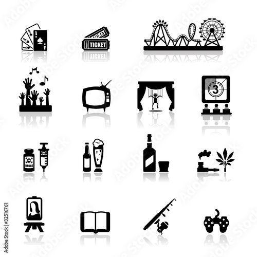 Vektor: Icons set fun and entertainment Icons set fun and entertainment
