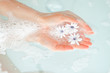 female hand and flower