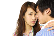 Close up portrait of a cute young woman with her boyfriend
