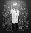 lamp-head doctor male writing something