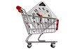 Clock in a shopping trolley isolated