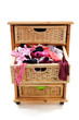 lingerie closed with trays over white background
