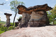 Mushroom stone and blue sky,The Natural Stone as Mushrooms in Ph