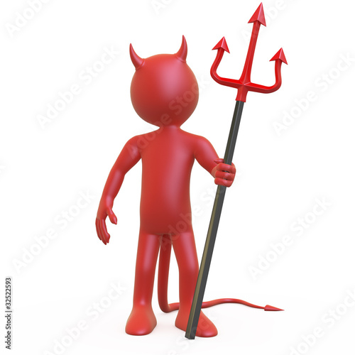 Illustration: Devil posing with his red and black trident Devil posing with his red and black trident