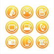 set of 9 orange technology with arrows signs