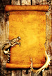 Dragon and scroll of old parchment