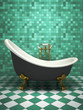 Modern interior of the turquoise bathroom