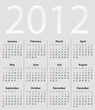 Light gray calendar for 2012