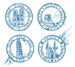 Vector: Ink travel stamps collection: Pisa, Paris, Prague, Egypt Ink travel stamps collection: Pisa, Paris, Prague, Egypt