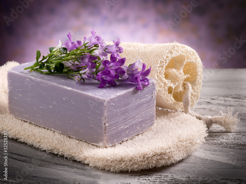 Photo: natural flower soap with scrub sponge natural flower soap with scrub sponge
