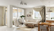 Illustration: Interior of modern luxury light apartment, 3D render Interior of modern luxury light apartment, 3D render