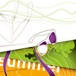 Modern colorful summer layout with sunglasses.