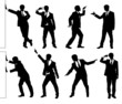 Set of silhouettes of a funny businessman.