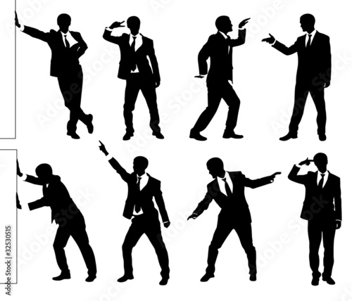 Vector: Set of silhouettes of a funny businessman. Set of silhouettes of a funny businessman.