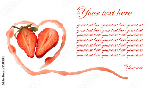 Photo: Strawberry heart isolated on white. Strawberry heart isolated on white.