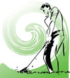 Sketch of Golfers. Vector illustration.