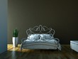 Schlafzimmer - Bett vor brauner Wand Schlafzimmer - Bett vor brauner Wand