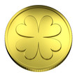 Gold Coin Money, with Four-leaf Clover symbol Gold Coin Money, with Four-leaf Clover symbol