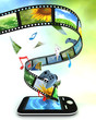 Smartphone with photos, video, music, and games