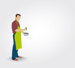 Silhouette d'un homme salant un plat Silhouette d'un homme salant un plat