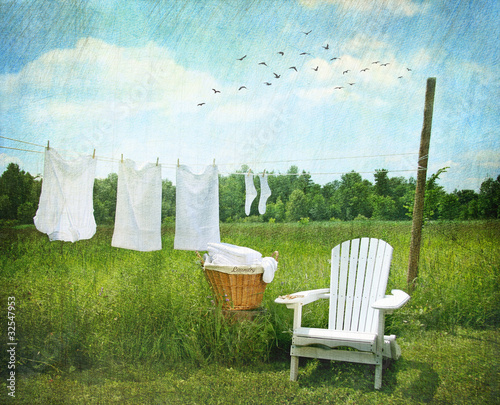 Photo: Laundry drying on clothesline Laundry drying on clothesline