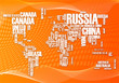 World map:the contours of the country consists of the words