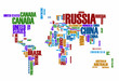 World map:the contours of the country consists of the words