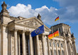 Reichstag with German and European flag