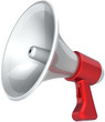 Megaphone news message propaganda colored red white