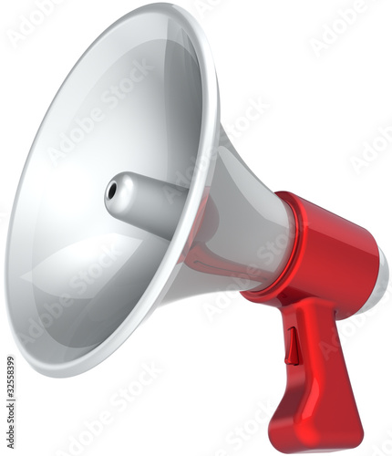 Illustration: Megaphone news message propaganda colored red white Megaphone news message propaganda colored red white