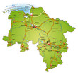 Niedersachsen mit BAB in SVG gruen