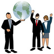 Business symbol white-The Boss showing off the world
