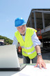 Engineer with security helmet on construction site Engineer with security helmet on construction site