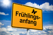 Foto: Ortsschild mit Frühlingsanfang Ortsschild mit Frühlingsanfang