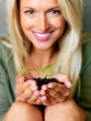 Plant trees - Young lady holding a small plant