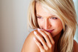 Closeup portrait of cute young lady posing