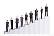 Business people team and diagram. Isolated over white