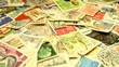 Collection of world mail stamps rotating Collection of world mail stamps rotating