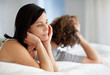 Mature couple having problems with each other in bed