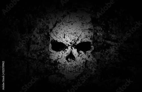 Illustration: Grunge Skull Dark Background Grunge Skull Dark Background