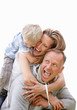 Foto: Joyful family having fun against white background Joyful family having fun against white background