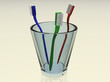 Vaso de cristal con cepillos