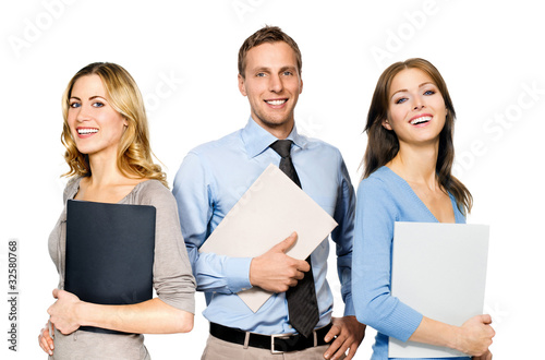 Foto: 3 Personen mit Mappe 3 Personen mit Mappe