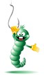 Verme Esca e Amo da Pesca Cartoon-Worm and Fish Hook-Vector