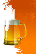 Beer mug with froth over grunge background