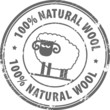 Stamp with small sheep and the words 100% Natural Wool