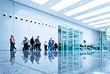 trade fair hall with blurred people