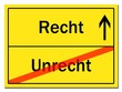 Illustration: Unrecht, Recht Schild Unrecht, Recht Schild