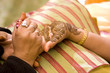 applying henna on hands,traditional Hindu wedding,India