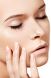 Make-up & cosmetics, manicure. Closeup portrait of beauty